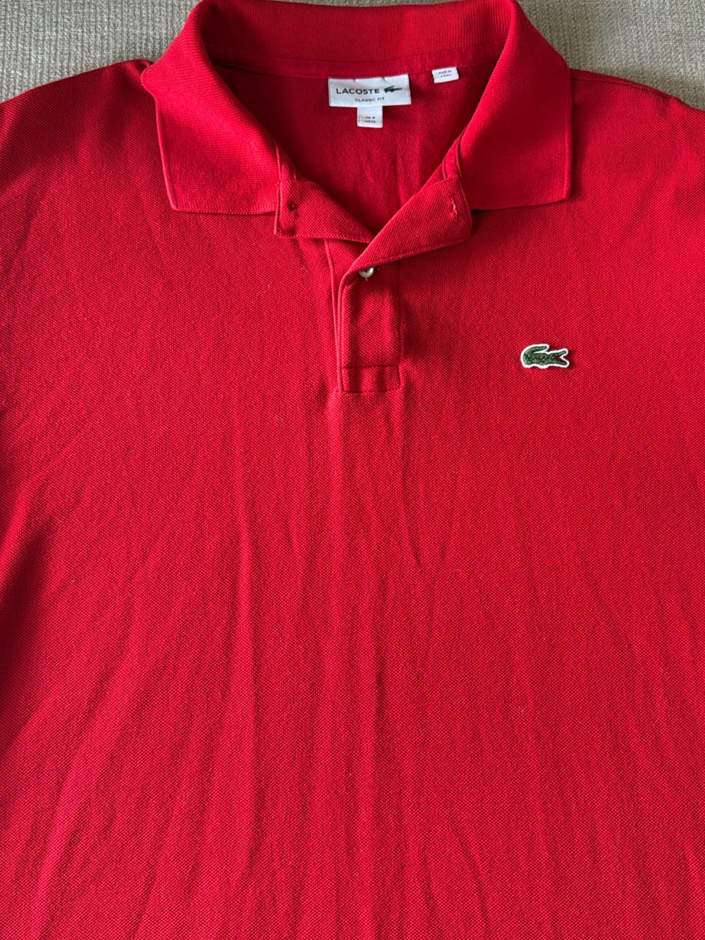 Lacoste Red Polo with Green Crocodile Logo